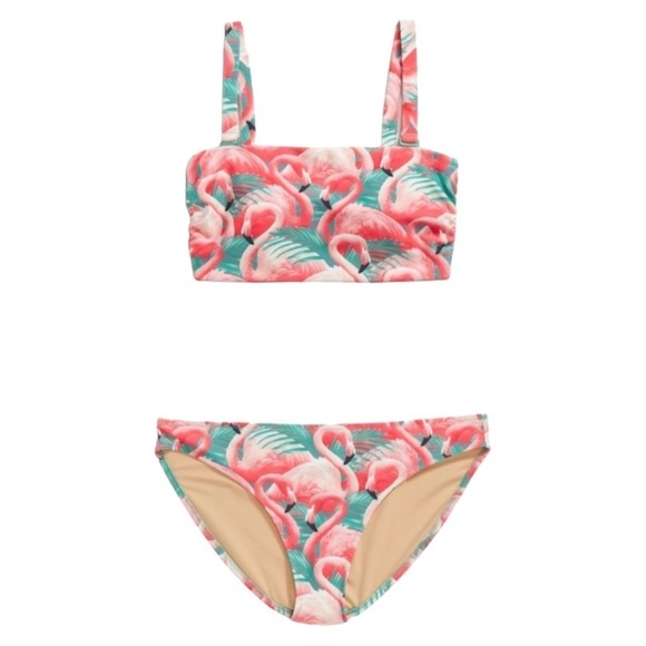 Old Navy | Flamingo Print Bandeau Bikini | 2 PC Bathing Suit 2X Plus Size - Picture 2 of 7